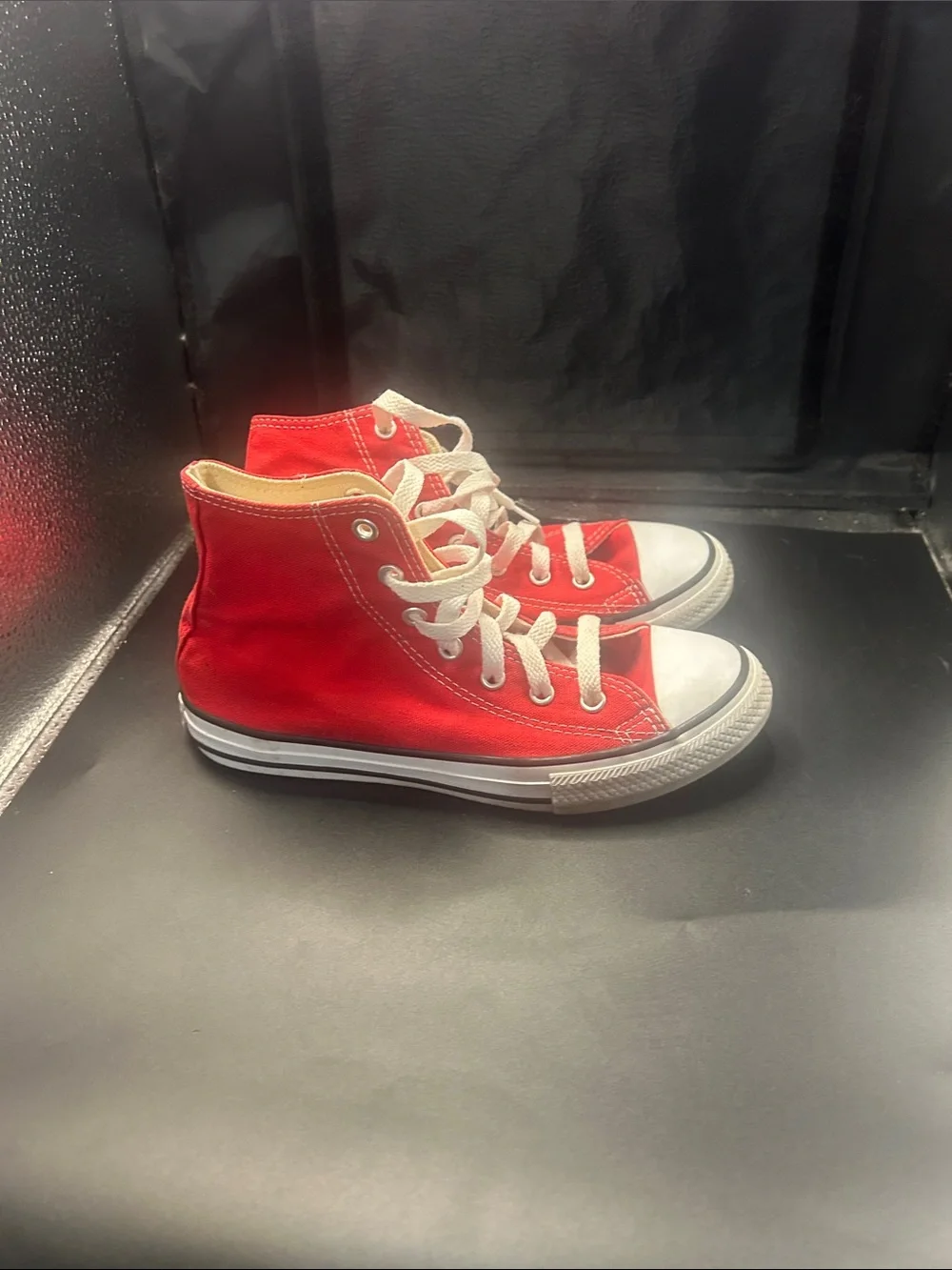 Converse Red High Top Canvas Sneakers with White Accents